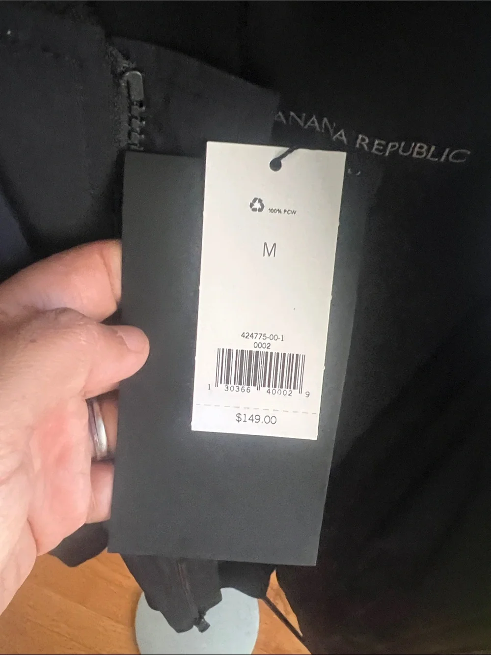 Banana Republic Black Men's Bomber Jacket with Zip Details-water resistant